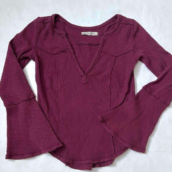 Free People Give Me A Little Bell Sleeve Rib Top - Picture 4 of 14